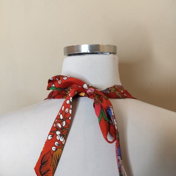 Express Halter Top Tank Floral Stripe Satin - Picture 9 of 10